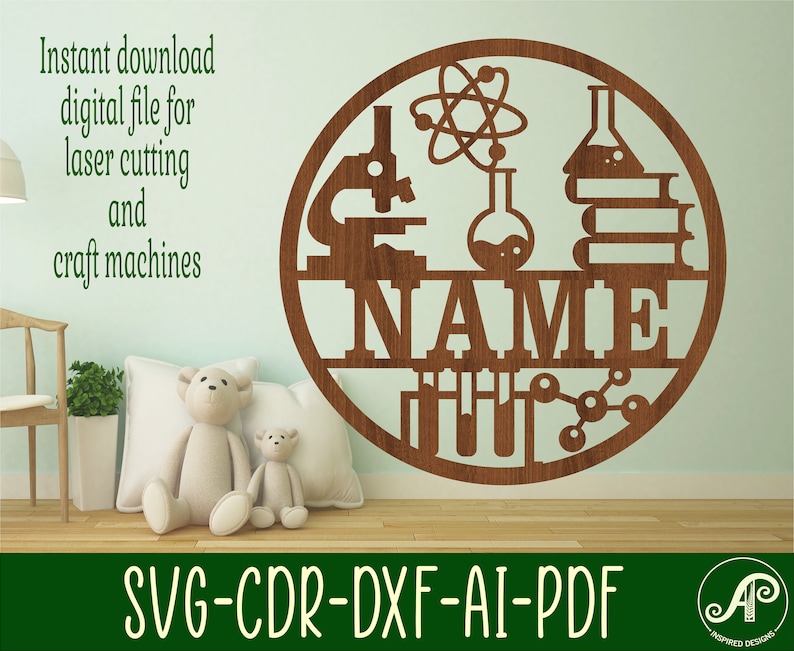 Beacker Dxf Science Name Sign: Laser Cut Learning Decor (digital Download) - Etsy