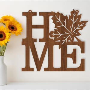 Zuhause mit Ahornblatt, Wandschild, SVG-Datei. vektor, ai, cdr, dxf sofort download digital design, laser cut, wandkunst