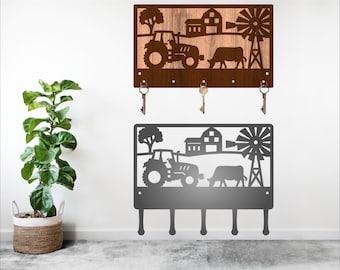 Farm Scene Key Holder Laser Cut File (Digital Download)