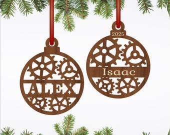 Steampunk Gears Christmas Ornament SVG Laser Cut -  personalized decoration (Digital Download)