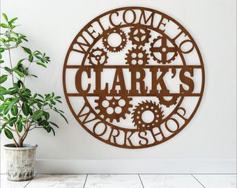 Workshop Gears Name Sign: Laser Cut Template (Digital Download)