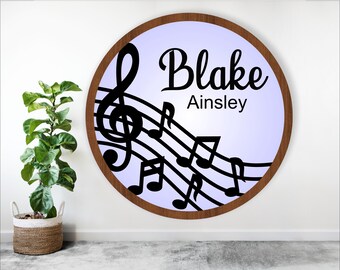Music Name Sign: Personalized Laser Cut Music Room Decor (Digital Download)