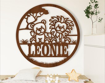 Lion Name Sign: Safari Animal Door Hanger SVG (Digital Download)
