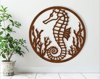 Seahorse Wall Art, Ocean theme Laser Cut Sign Decor (Digital Download)