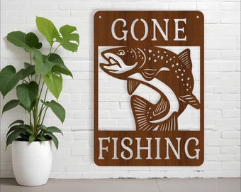 Gone Fishing Wall Sign SVG: Laser Cut DIY Vector File (Digital Download)