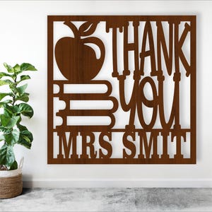 Danke Lehrer quadratisches Namensschild oder Kartendesign, SVG, Unterrichtsdesign, Laser cut Vorlage, sofortiger Download Vektordatei