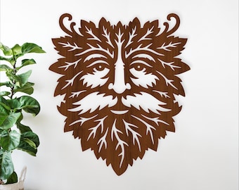 Green Man Wall Art SVG, Celtic Face Laser Cut, Woodland Spirit Nature  (Digital Download)