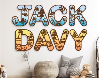 Pirate Alphabet SVG: Layered Letters, Laser Cut Files (Digital Download)