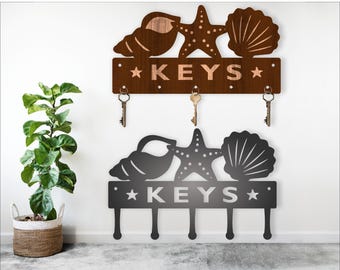 Shells Key Holder Laser Cut File: Wood & Metal Designs (Digital Download)