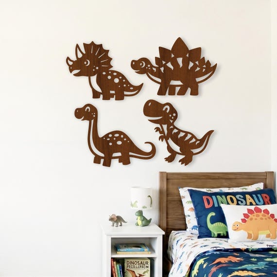 Dinosaur Silhouette Bundle.  4 Laser Cut Dinosaur Designs for Nursery Decor