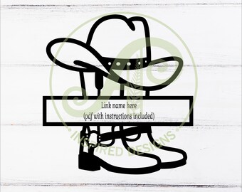 Cowboy Hat and Boot Name Sign - Rodeo SVG Laser Cut Wall Art
