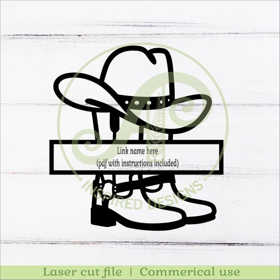 Cowboy Hat and Boot Name Sign - Rodeo SVG Laser Cut Wall Art
