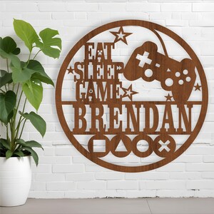 Gamer Namensschild, SVG, Videospiel Tür oder Wand Aufhänger, Laser geschnitten Vorlage, sofortiger Download Vektordatei Ai, Cdr, Dxf