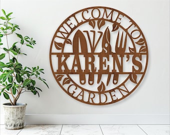 Garden personalized wall Sign SVG: Laser Cut Name Sign Template (Digital Download)