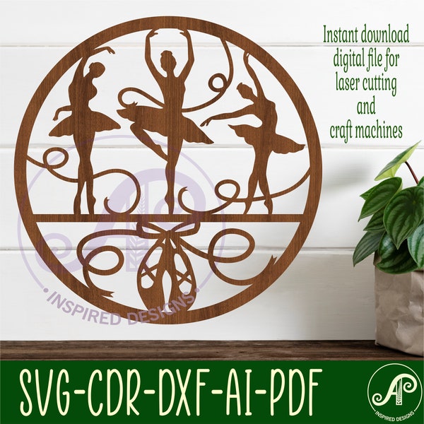 Ballerina wall art, SVG file. vector file ai, cdr, dxf instant download digital design, laser cut, wall art dancer theme