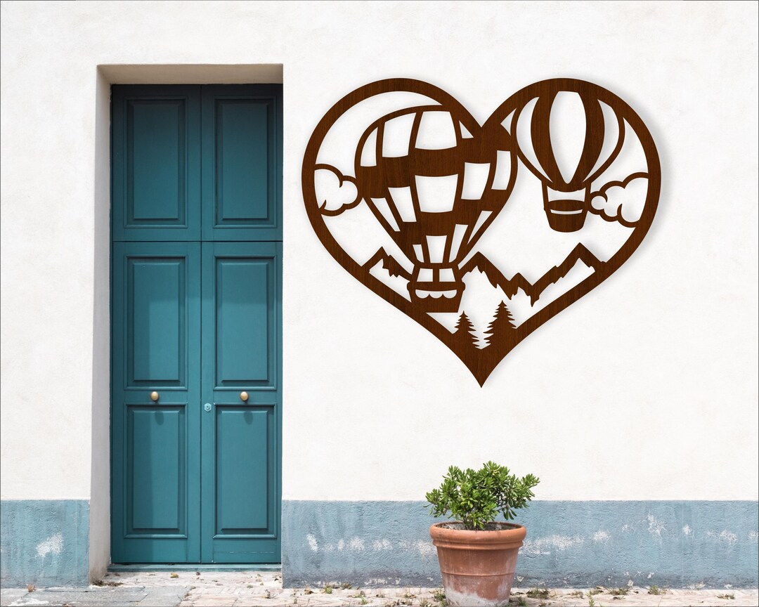 Hot Air Balloon Heart Wall Art SVG Laser Cut File (digital Download) - Etsy