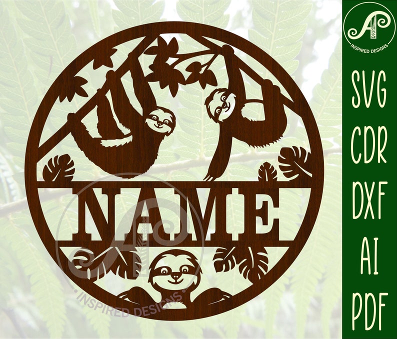 Sloth Name Sign: Laser Cut Animal Door Hanger (digital Download) - Etsy