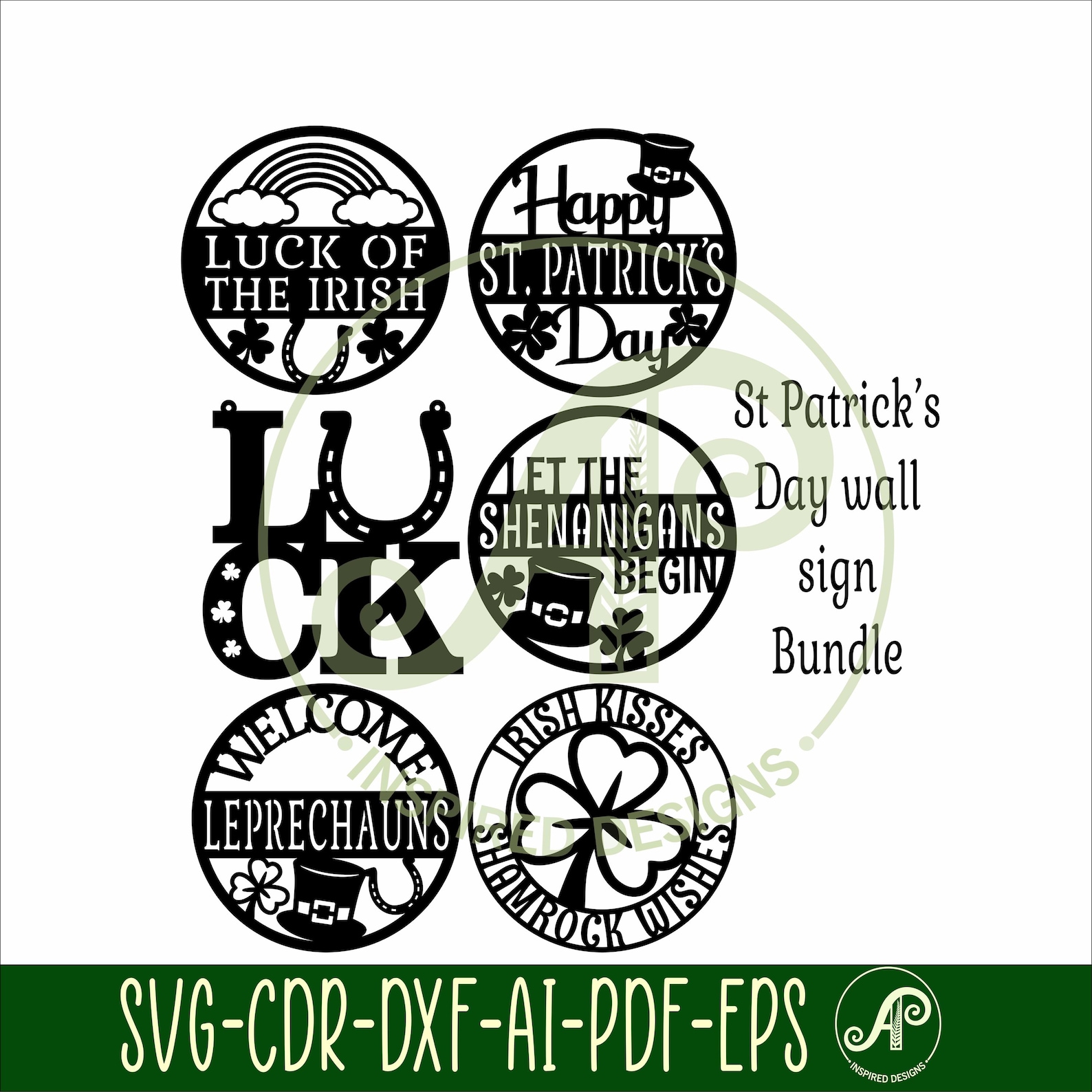St Patrick’s Day Wall Art Bundle SVG, Laser Cut Signs, Irish Decor ...
