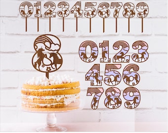 Unicorn Numbers Cake Topper SVG: Laser Cut Files (Digital Download)