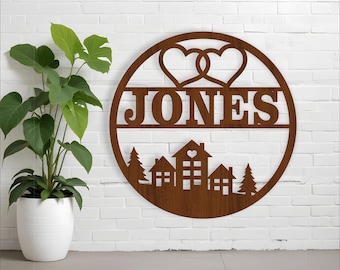 Family Name Welcome Sign: Laser Cut SVG Template (Digital Download)