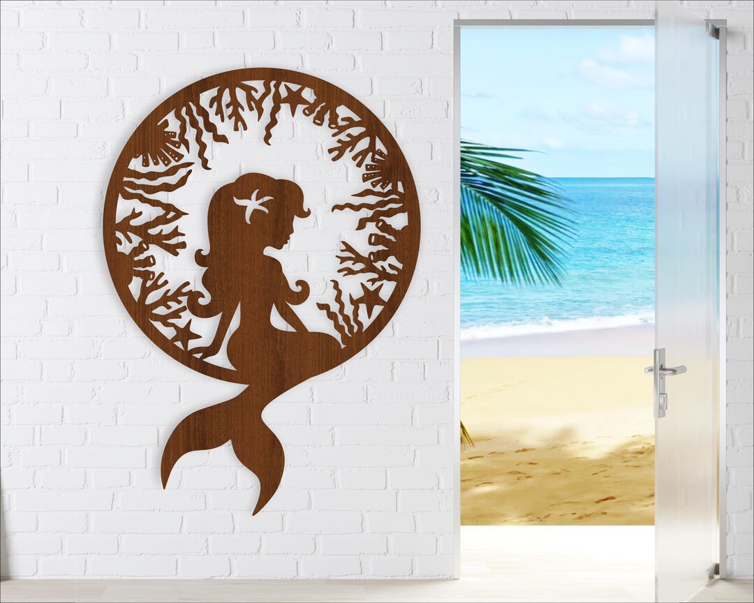 Mermaid Wall Art SVG Laser Cut Files: Home Decor Sign (digital Download ...