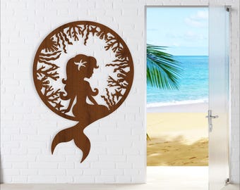 Mermaid Wall Art SVG Laser Cut Files: Home Decor Sign (Digital Download)