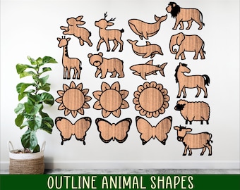Animal Outline Name Sign SVG: Laser Cut Two Layer Shapes (Digital Download)