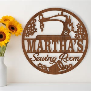 Nähzimmer Namensschild, SVG, Tür- oder Wandhänger mit dem Thema Crafting, Laser cut Vorlage, sofortiger Download Vektordatei Ai, Cdr, Dxf