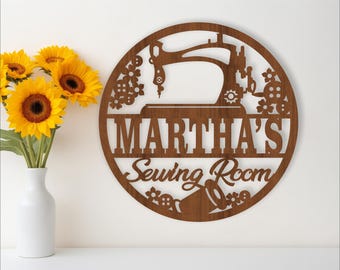 Sewing Room Name Sign: Laser Cut Template (SVG, Ai, Cdr, Dxf)