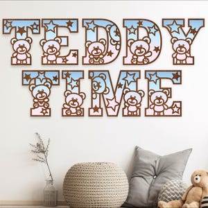 Alphabet des ours en peluche. 2 couche de lettres 49 lettres fichier SVG fichier vectoriel ai, cdr, dxf et pdf téléchargement immédiat design numérique