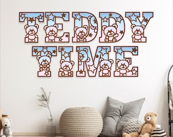 Teddy Bear Alphabet SVG: Layered Letters, Laser Cut Files (Digital Download)