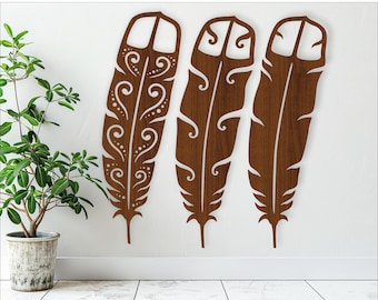 Huia Feather Laser Cut File, New Zealand Feather Theme wall art (Digital Download)