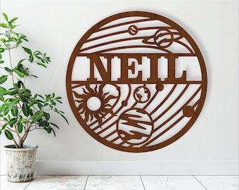 Solar System Name Sign: Laser Cut Space Theme (Digital Download)