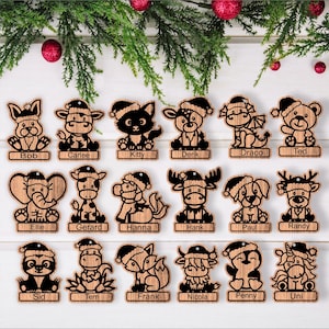18 niedliche Tier Weihnachtsschmuck set SVG Laser geschnitten, sofortiger Download Pdf, Dxf, Ai und Cdr Vorlage.