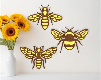 Bee Wall Decor SVG Bundle: Two-Layer Laser Cut Files (Digital Download)