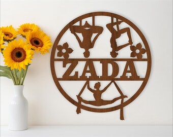 Aerial Yoga Name Sign: Laser Cut Sports Decor (Digital Download)