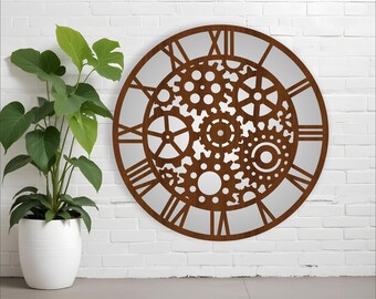 Gears Wall Clock Laser Cut File: Steampunk Vector Design (Digital Download)