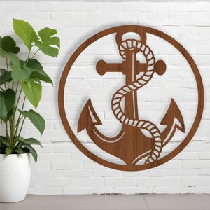 Arte de pared de ancla, archivo SVG. archivo vectorial ai, cdr, dxf descarga instantánea diseño digital, corte láser, tema náutico de arte de pared