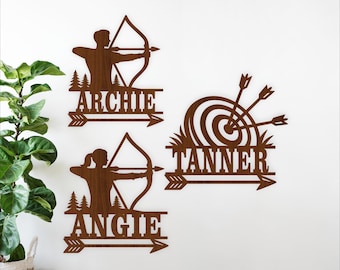 Archery Name Sign SVG Bundle - Archer Wall Laser Cut Personalized Sports Decor (Digital Download)