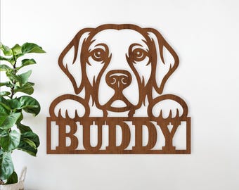 Golden Labrador Dog Name Sign SVG - Retriever Pet Laser Cut Template (Digital Download)