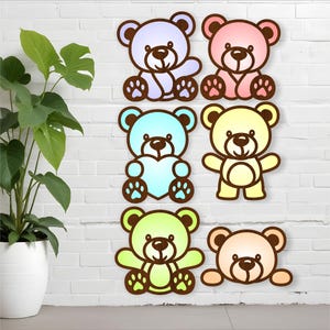 File di taglio laser di orsacchiotti di peluche x6 file vettoriali SVG - download digitale di ritagli di orsacchiotti di peluche