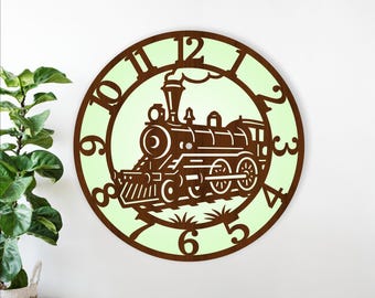 Steam Train Wall Clock SVG Bundle - Laser Cut Vintage Locomotive Clock Designs (Digital Download)