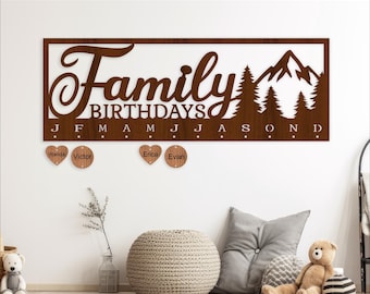Mountains Family Celebrations Calendar SVG Laser Cut File (Digital Download)