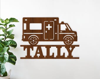 Ambulance Name Sign Laser Cut Template, SVG Rescue Vehicle Decor (Digital Download)