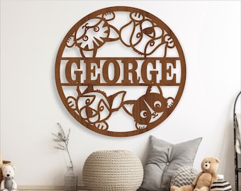 Cats and Dogs Name Sign: Laser Cut Pet Wall Hanger (Digital Download)
