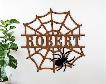 Spider Web Name Sign SVG - Personalized Spider Laser Cut Wall Art (Digital Download)