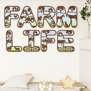 Conjunto de alfabeto de granja. Letras de 2 capas SVG 47 letras archivo vectorial ai, cdr, dxf y pdf descarga instantánea diseño digital tema de agricultura