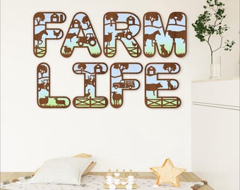 Farm Alphabet SVG: Layered Letters Vector File (Digital Download)