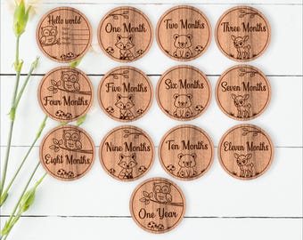 Woodland animals Milestone Discs SVG: Nursery Theme Laser Cut forest animals (Digital Download)