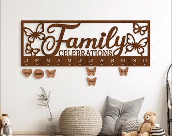 Butterfly Family Celebrations Calendar SVG Laser Cut File (Digital Download